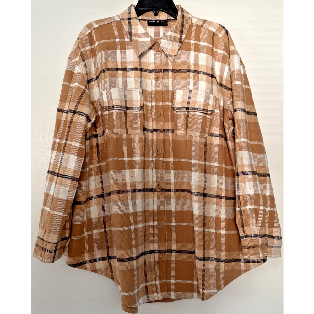 Womens Shacket Heavy Flannel Button Buffalo Plaid Shirt Jacket
